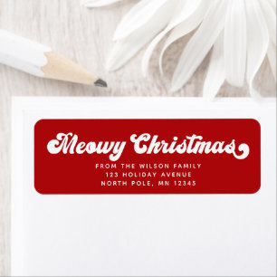 Meowy Christmas Fun Cat Modern Pet Return Address Label