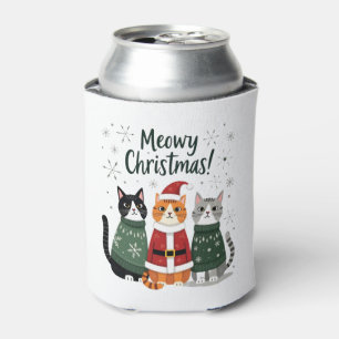 Meowy Christmas Funny Cat Christmas Holiday Xmas S Can Cooler