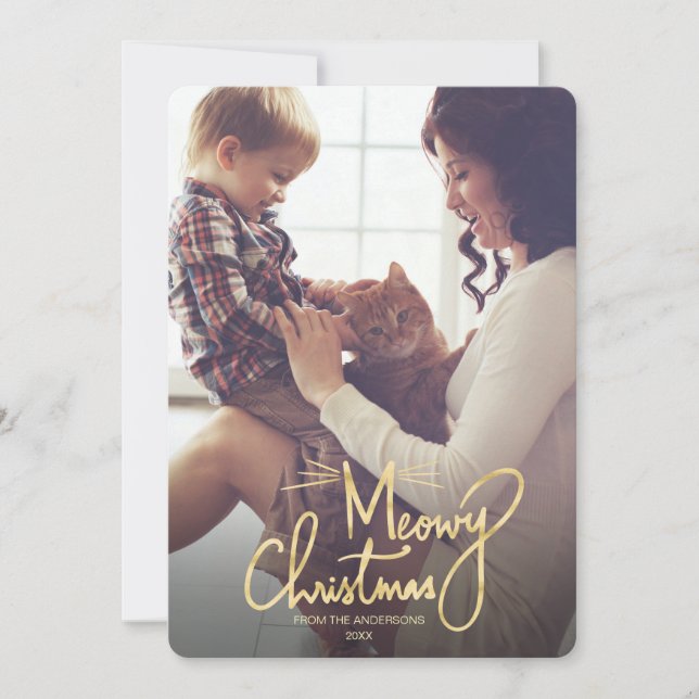 Meowy Christmas Funny Cat Christmas Photo Card (Front)