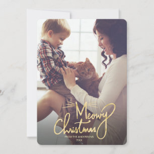 Meowy Christmas Funny Cat Christmas Photo Card