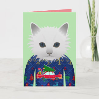 MEOWY CHRISTMAS FUNNY CAT GREETING CARD
