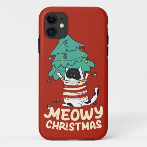 Meowy Christmas Funny Cat Lover  iPhone 11 Case