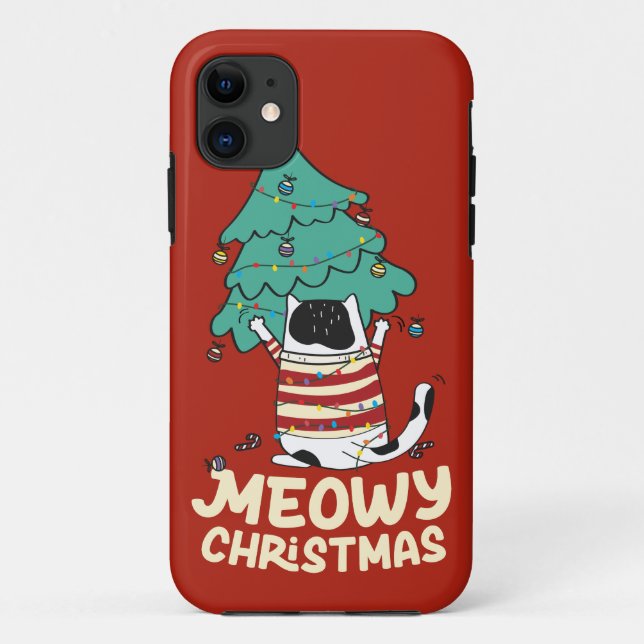 Meowy Christmas Funny Cat Lover  Case-Mate iPhone Case (Back)