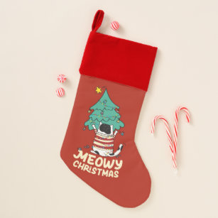 Meowy Christmas Funny Cat Lover  Christmas Stocking