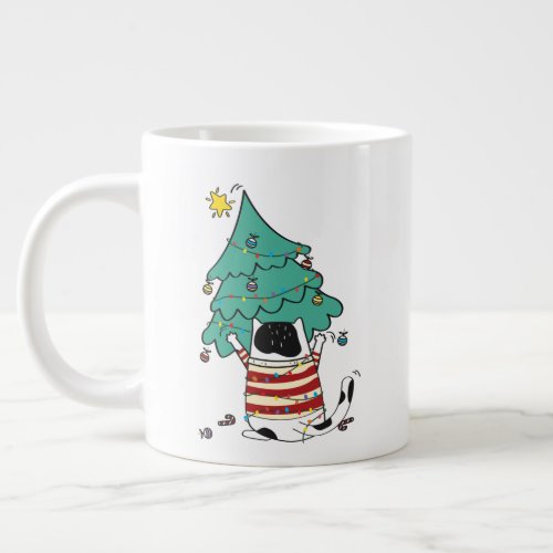 Meowy Christmas Funny Cat Lover  Giant Coffee Mug