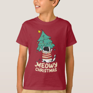 Meowy Christmas Funny Cat Lover T-Shirt
