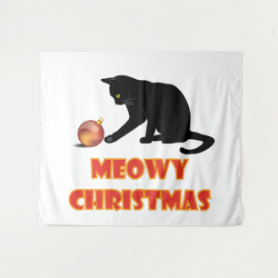 Meowy Christmas Funny Cat Tapestry