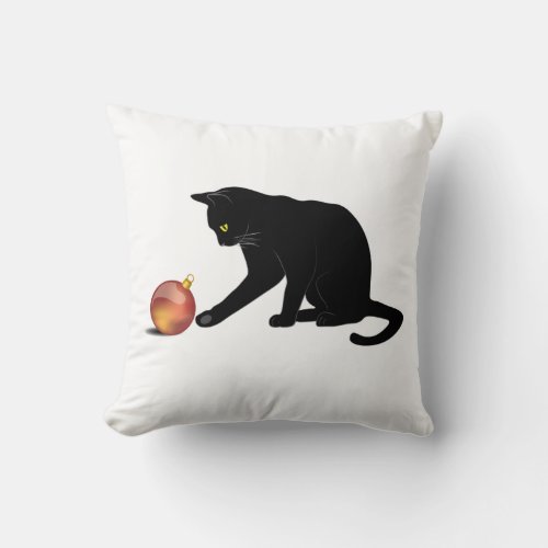 Meowy Christmas Funny Cat Throw Pillow