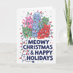 Meowy Christmas Funny Cats Holiday Card