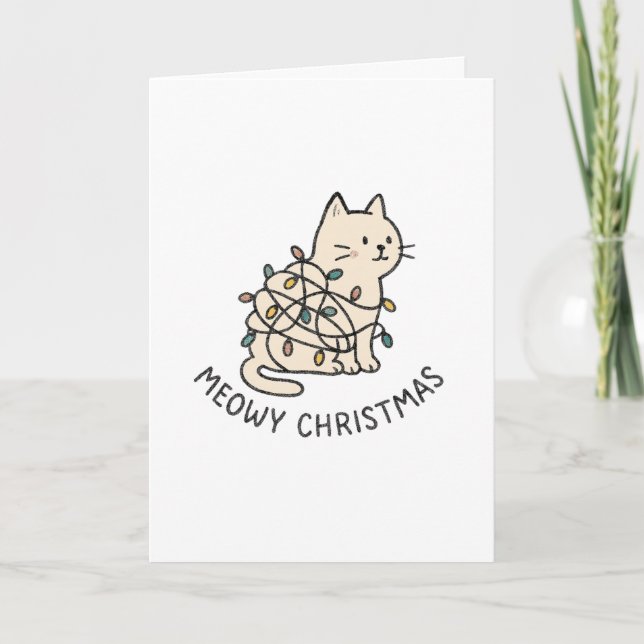 Meowy Christmas - Funny Christmas Card (Front)