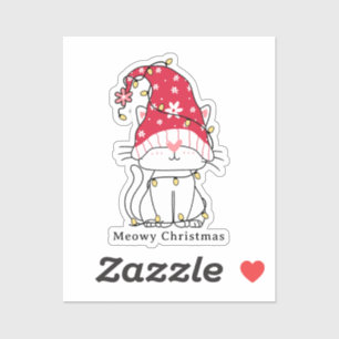 Meowy Christmas Funny Cute Christmas Cat Sticker