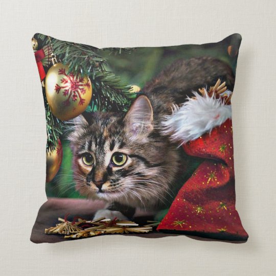 meowy christmas pillow