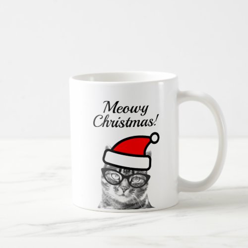 Meowy Christmas funny Santa cat coffee mug