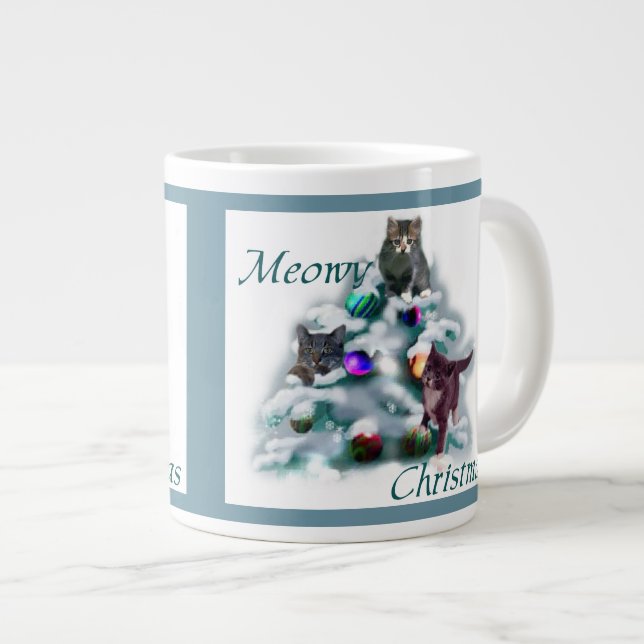 Meowy Christmas Giant Coffee Mug (Front Right)