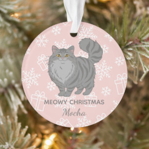 "Meowy Christmas" Gray Tabby Cat Mom Personalized Ornament