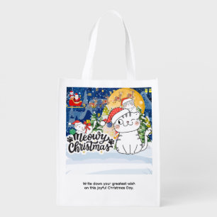 Meowy Christmas Grocery Bag