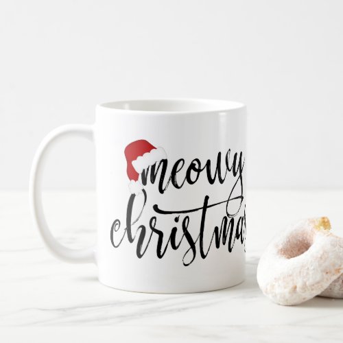 Meowy Christmas Handwritten Script With Photo Coffee Mug