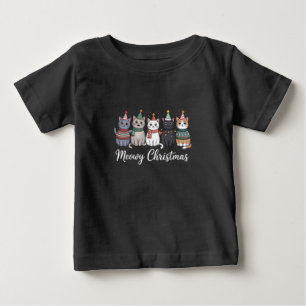 Meowy Christmas Happy Cat Year Cat Lover Xmas Baby T-Shirt
