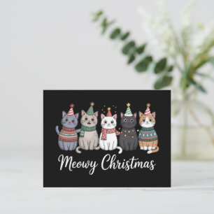 Meowy Christmas Happy Cat Year Cat Lover Xmas Holiday Postcard