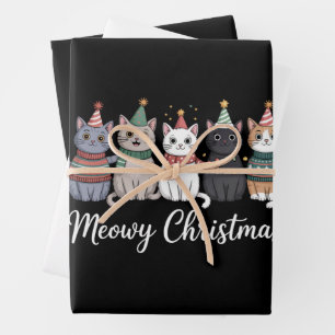 Meowy Christmas Happy Cat Year Cat Lover Xmas Wrapping Paper Sheets