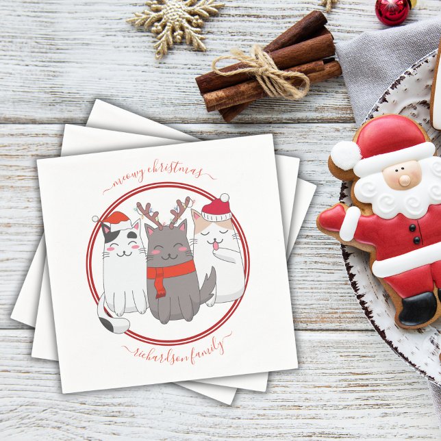Meowy Christmas Holiday Cats Napkins (Creator Uploaded)