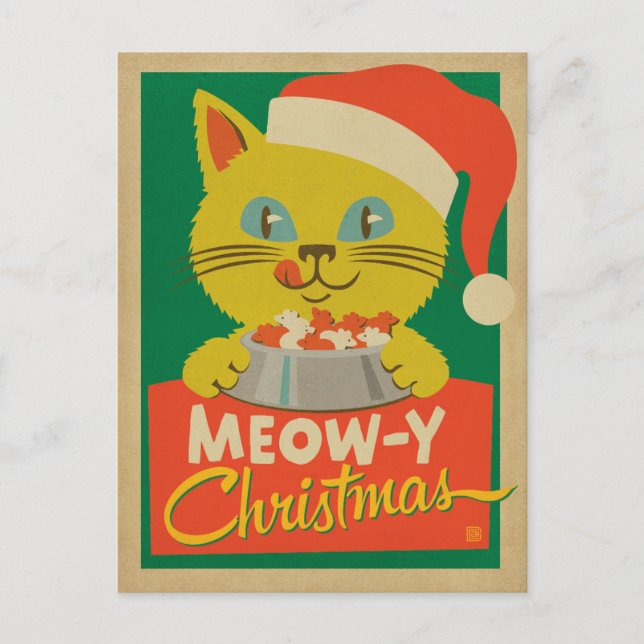 Meowy Christmas Holiday Postcard (Front)