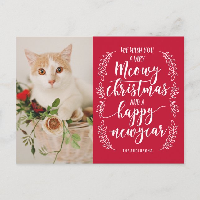 Meowy Christmas Holiday Postcard (Front)