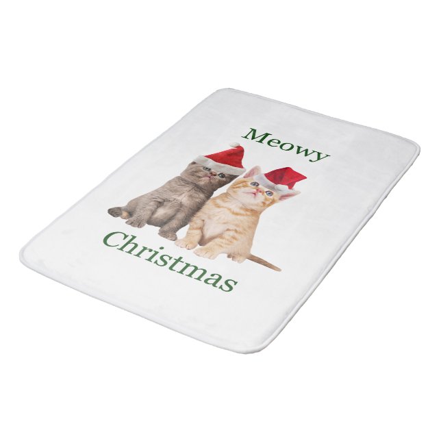 Meowy Christmas Kitten Bath Mat (Angled)
