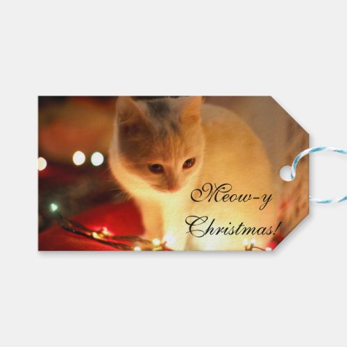 Meowy Christmas kitten cat Gift Tags