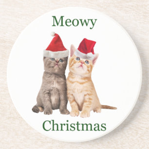 Meowy Christmas Kitten Coaster