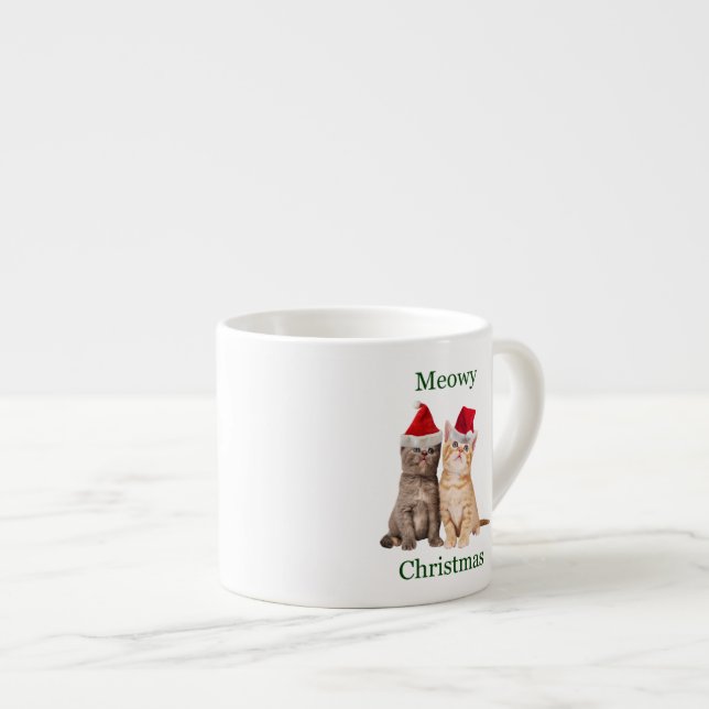 Meowy Christmas Kitten Espresso Mug (Front Right)