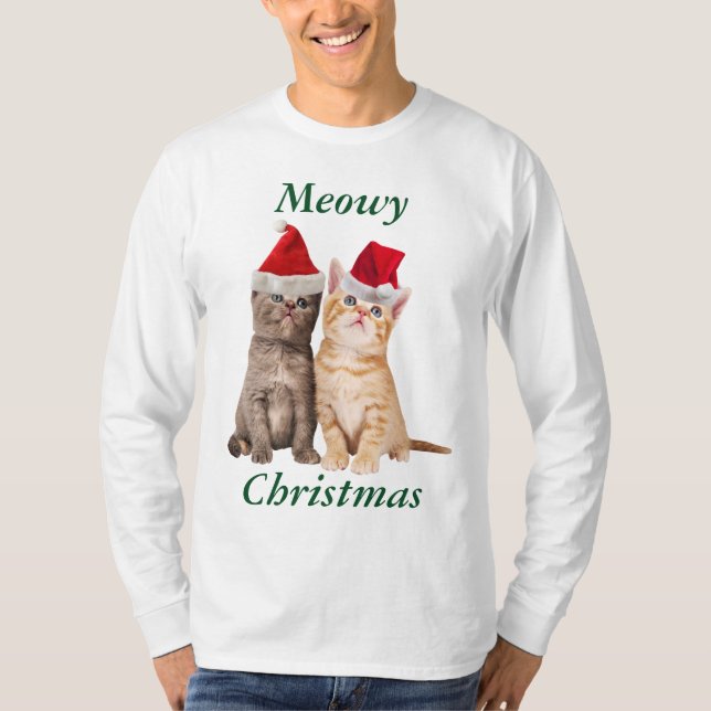 Meowy Christmas Kitten Mens Shirt (Front)