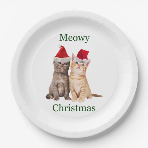Meowy Christmas Kitten Paper Plate