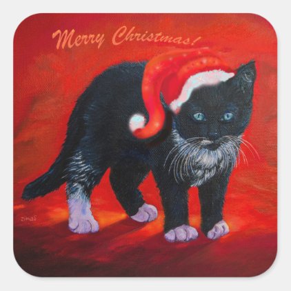 Meowy Christmas Kitty Square Sticker