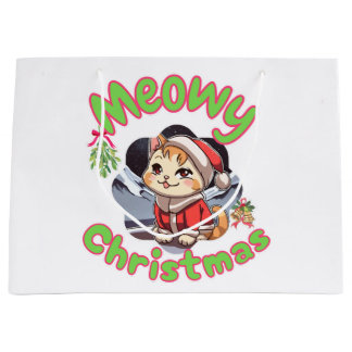 Meowy christmas large gift bag