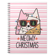 Meowy Christmas Lights Notebook