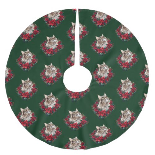 Meowy Christmas Maine Coon Cat Brushed Polyester Tree Skirt