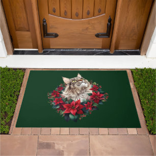 Meowy Christmas Maine Coon Cat  Doormat