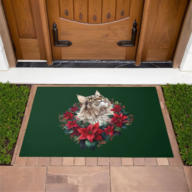 Meowy Christmas Maine Coon Cat  Doormat (Outdoor)