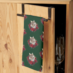 Meowy Christmas Maine Coon Cat Kitchen Towel
