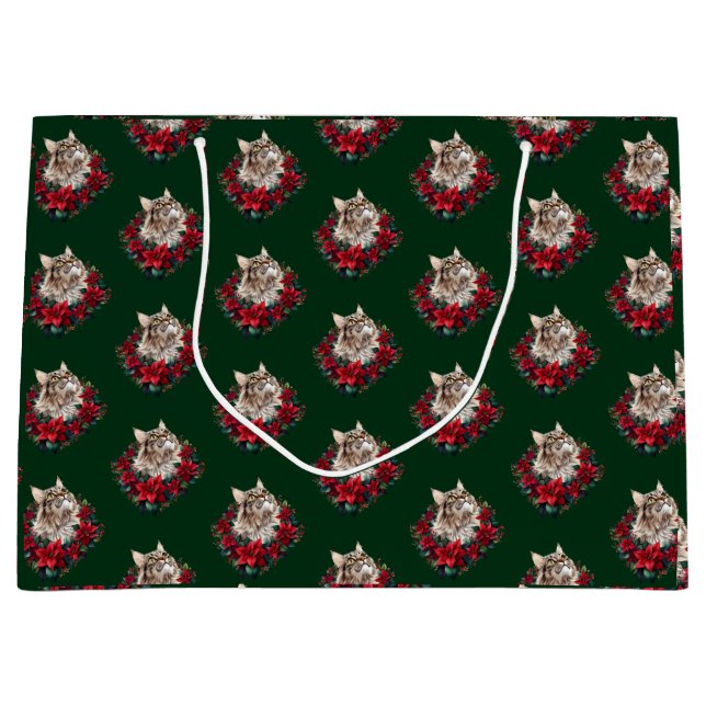 Meowy Christmas Maine Coon Cat  Large Gift Bag (Front)