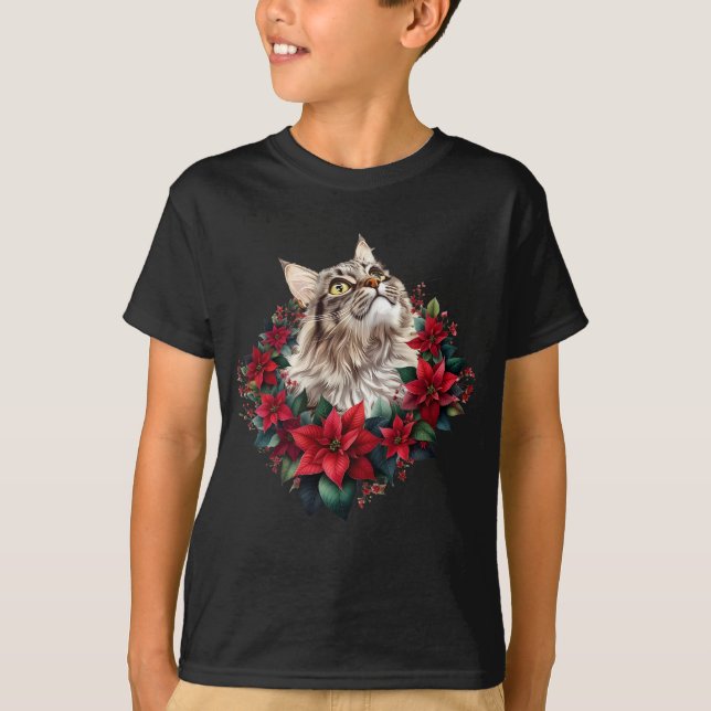 Meowy Christmas Maine Coon Cat  T-Shirt (Front)