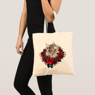 Meowy Christmas Maine Coon Cat Tote Bag