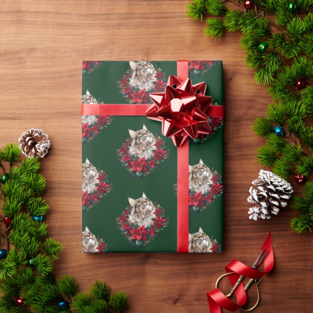 Meowy Christmas Maine Coon Cat  Wrapping Paper (Holiday Gift)