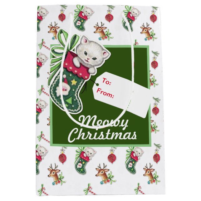 Meowy Christmas Medium Gift Bag (Front)
