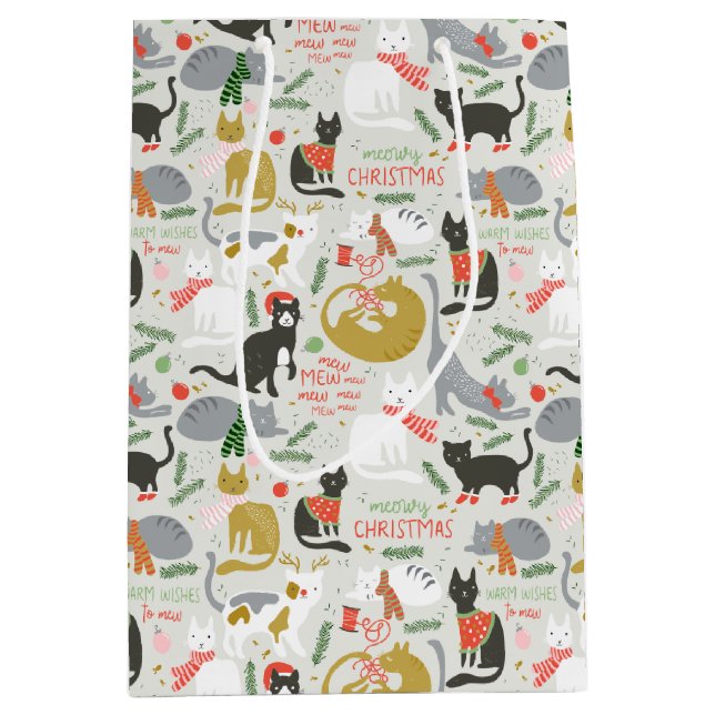 Meowy Christmas Medium Gift Bag (Front)