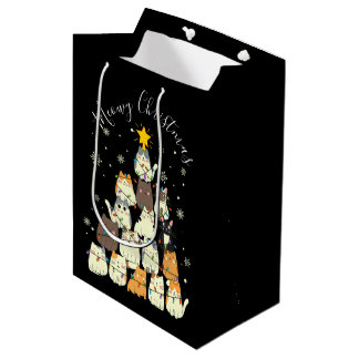 Meowy Christmas Merry Cat Tree Medium Gift Bag