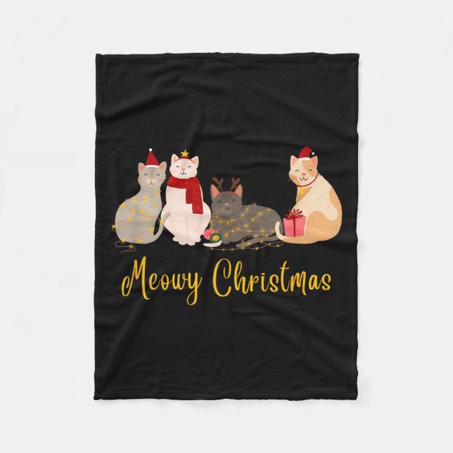 Meowy Christmas - Merry Christmas For Cat Lovers  Fleece Blanket (Front)