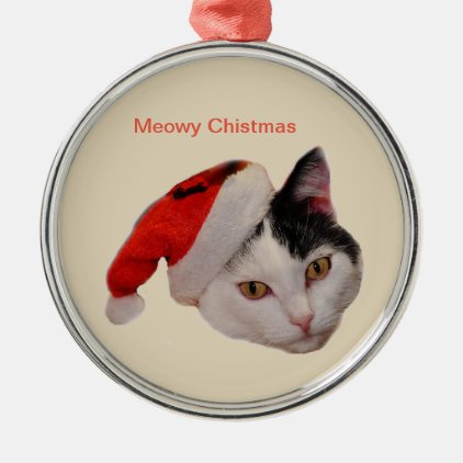 Meowy Christmas Metal Ornament