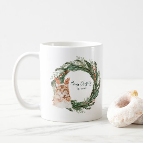 Meowy Christmas  Monogram Holiday Coffee Mug